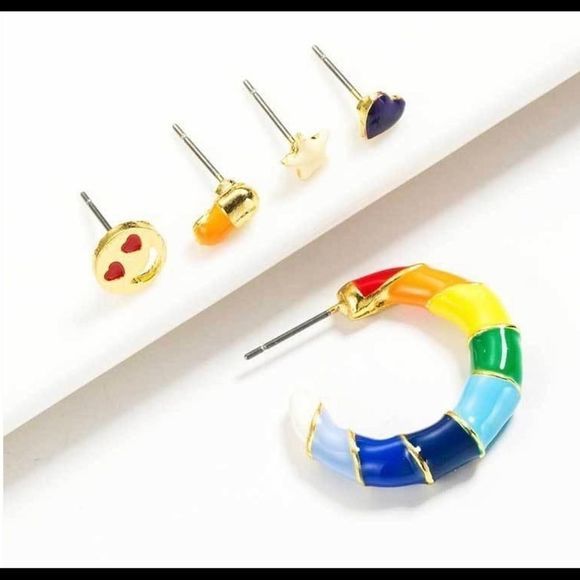 🆕🌈Rainbow earring stack - Picture 2 of 3